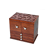 Vue de 3/4 de la grande boîte à bijoux en bois à compartiments (fermée)