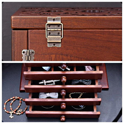 collage de 2 photos : tiroirs et charnières arrières de la boîte