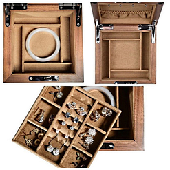 Compartiments de la boîte à bijoux en bois 'grand cube'