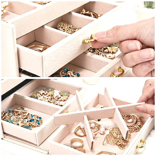 détails de l'intérieur de 3de la boîte à bijoux en cuir blanc