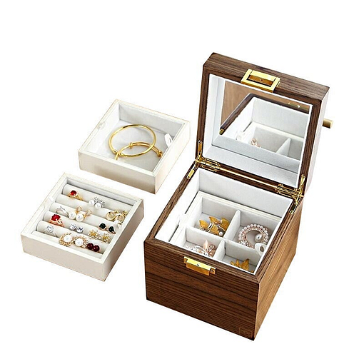 Compartiments de la boîte à bijoux en bois 'petit cube'